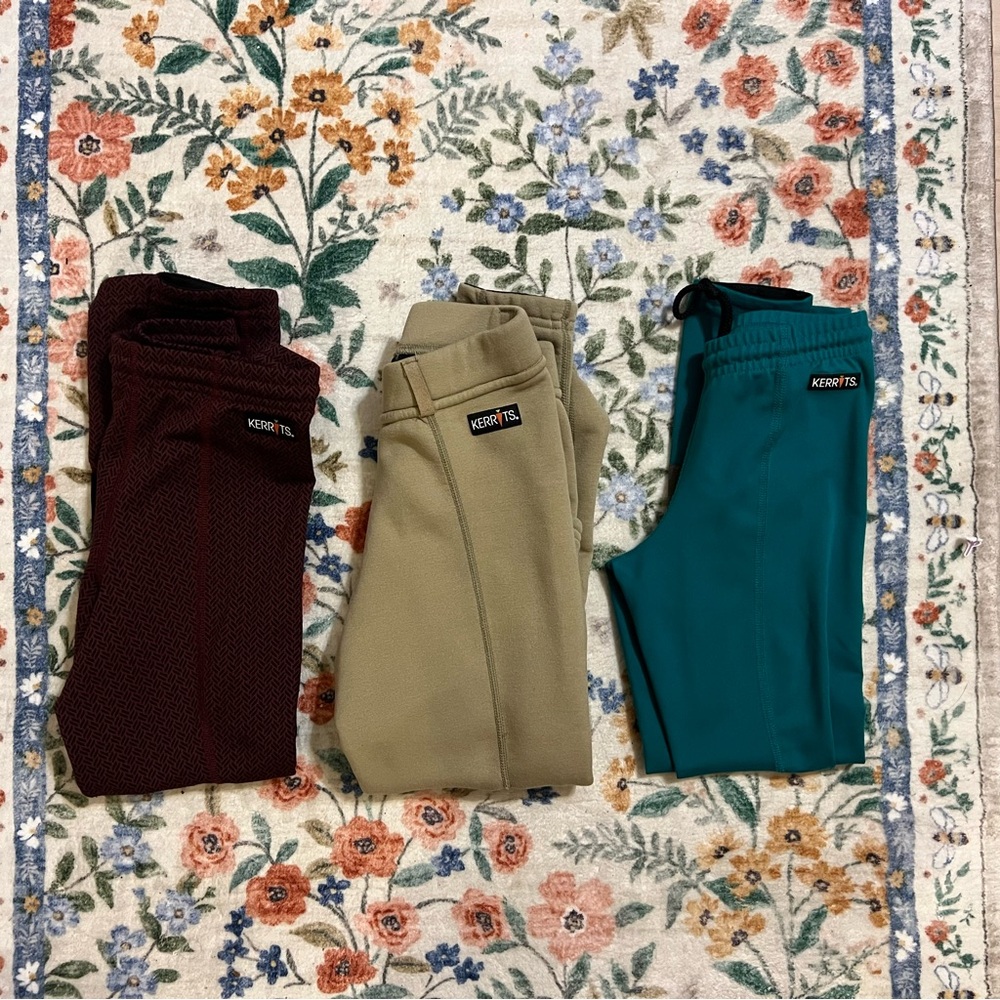 Kerrits Kids Leggings - Maroon, Khaki, and Turquoise Size Small Equestrian